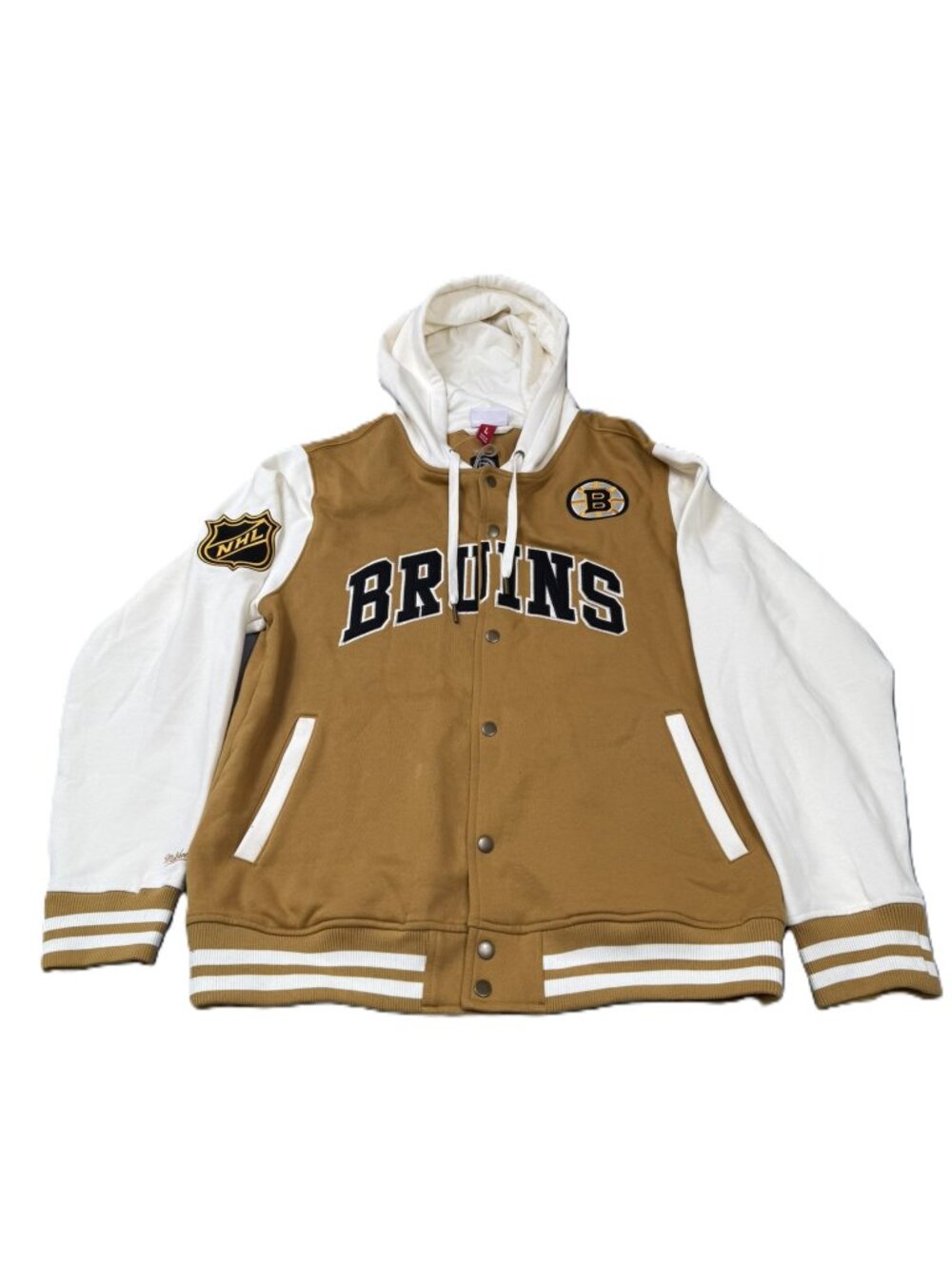Boston Bruins Snap Hooded Jacket Mitchell And Ness Size Large